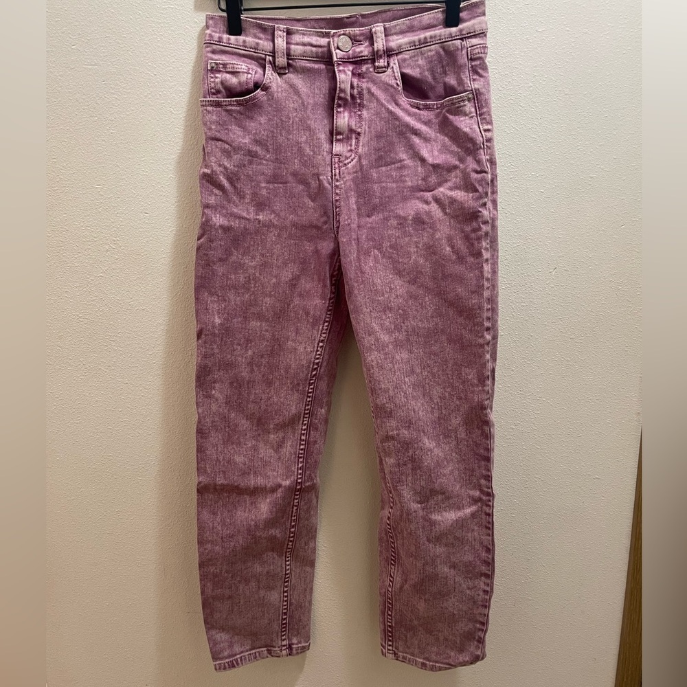 Urban Outfitters High Rise Pink/Purple Acid Wash Girlfriend Jeans